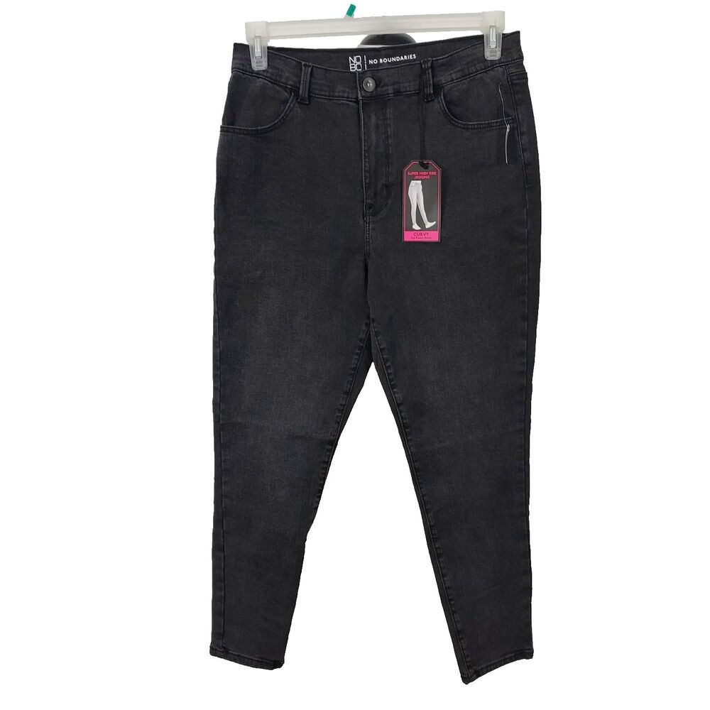NOBO High Rise Jegging Pant Jean Junior Curvy Size 15 Black Faded Stretch NWT